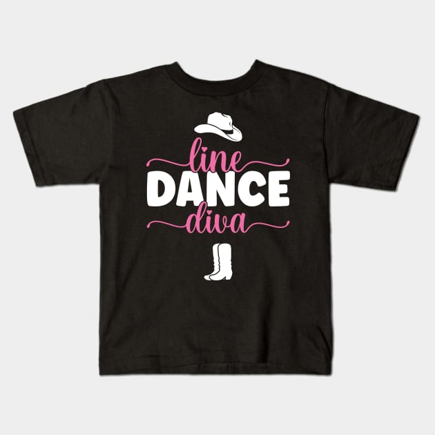 Line Dance Diva - Western Country Dancing product Kids T-Shirt by theodoros20